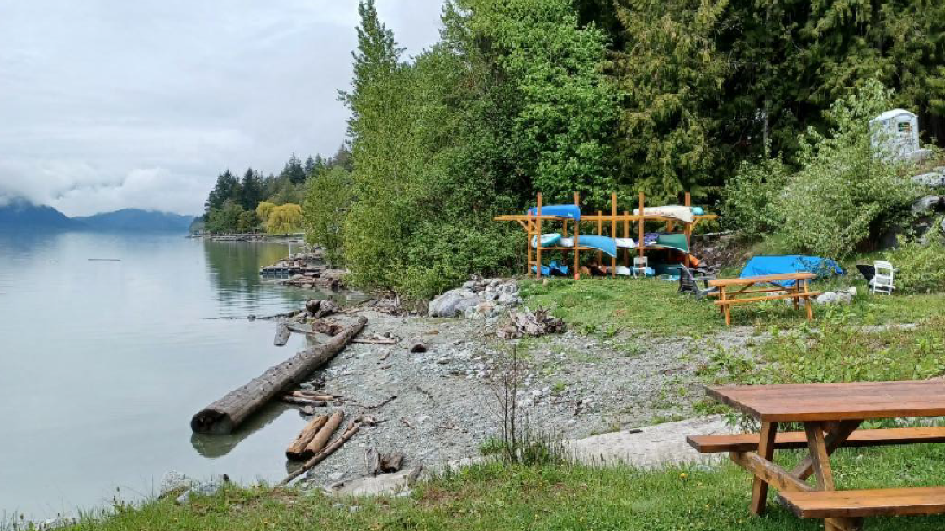 Gate 4 Common Lot, Lillooet Lake Estates. Beside Catiline Creek. Project site visit. May 8 2023 (SLRD)