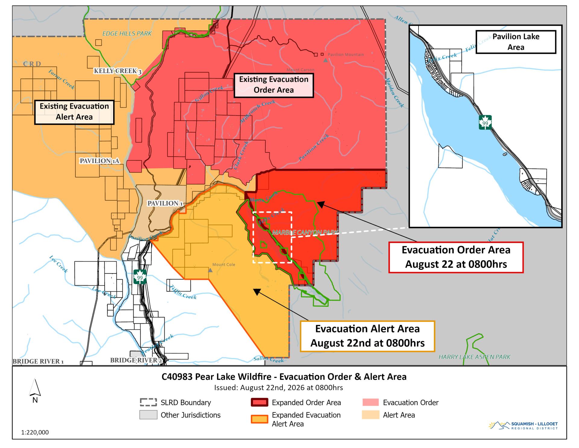 Pear Lake Area B - Extended Evac Order Alert- 20260822